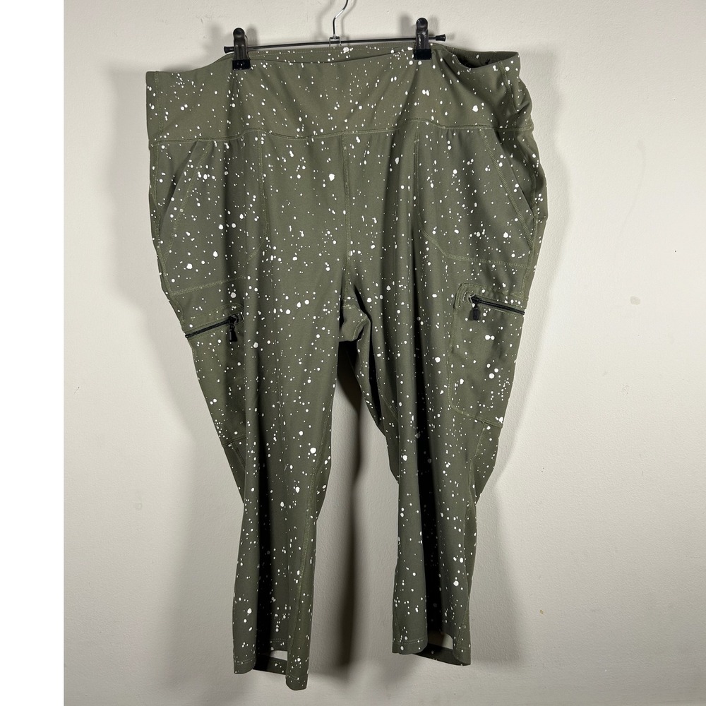 Torrid Happy Camper Leggings Womens 4 Olive Green Splatter Cargo Crop Pants